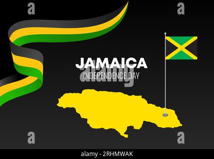 Jamaica Independence day background banner poster for national celebration on august 6. Stock Vector