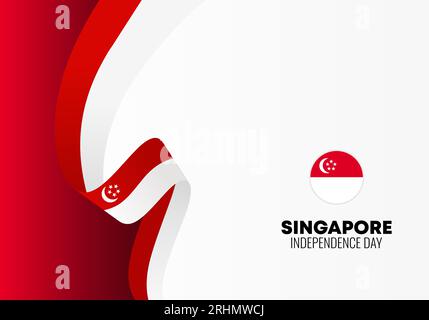 Singapore independence day background banner poster for national celebration on august 9. Stock Vector