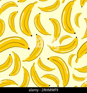 Hand drawn bananas seamless pattern made in cute style isolated on white background. Stock Vector