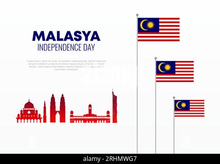 Malaysia Independence day background banner poster for national celebration on august 31. Stock Vector