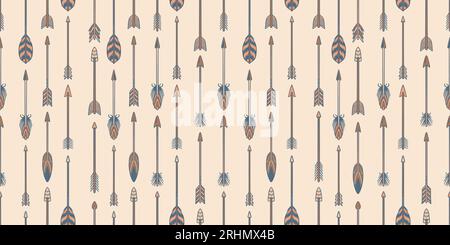 Set of tribal style hand drawn upward directional bird feather arrow pattern. Good for textiles, paper, wallpaper, and web page. Vector illustration. Stock Vector