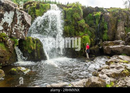 The River Endrick  at Loup of Fintry waterfalls near Fintry, Scotland Stock Photo