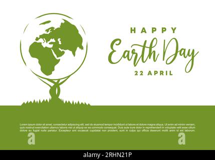 Earth day background banner poster with globe on green white color. Stock Vector