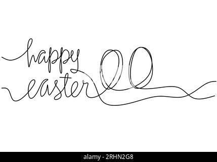 One continuous single line of two eggs for easter day isolated on white background. Stock Vector