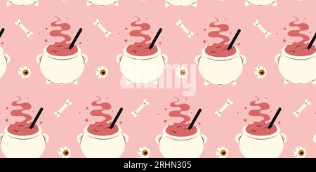 Cute Halloween seamless pattern with witchs Stock Vector