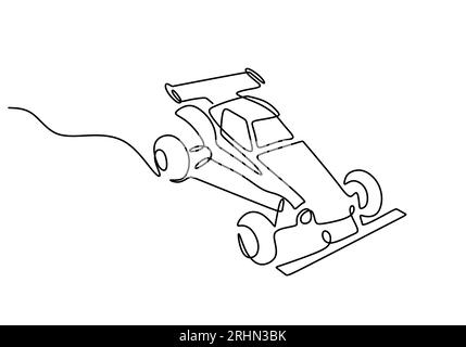 One continuous single line of tamiya car toy isolated on white background. Stock Vector