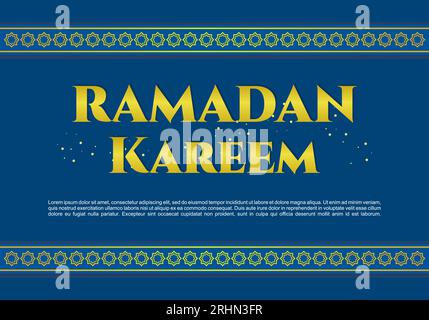 Ramadan kareem greeting card background on blue color. Stock Vector