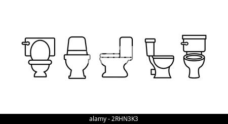 Vector toilet icon set with outline style Stock Vector