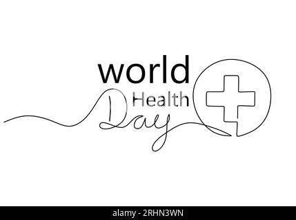 One continuous single line of cross for world health day isolated on white background. Stock Vector