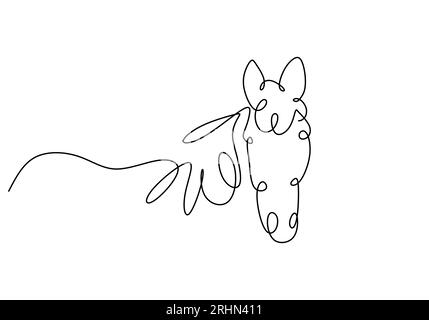 One continuous single line of cute unicorn isolated on white background. Stock Vector