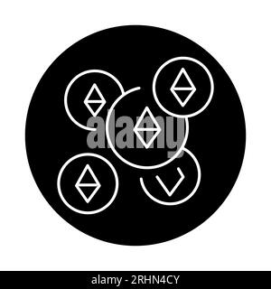 Cryptocurrency black line icon. Virtual money. Pictogram for web page. Stock Vector