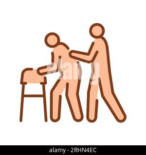 Rehabilitation sign сolor line icon. Physiotherapy. Pictogram for web page. Stock Vector