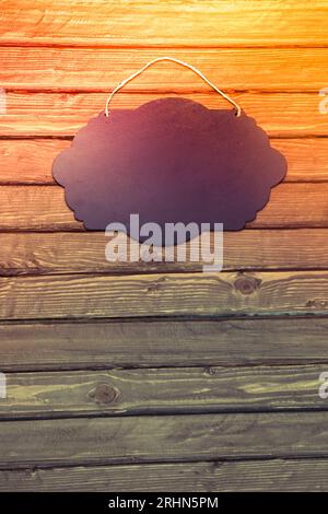 String. Sign Board Black Empty Sign Board with string for hanging on wall Stock Photo - Alamy