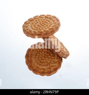 round cookies on a white background Stock Photo