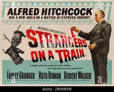 Movie poster 'Strangers on a Train' by Alfred Hitchcock. Museum: PRIVATE COLLECTION. Author: ANONYMOUS. Stock Photo