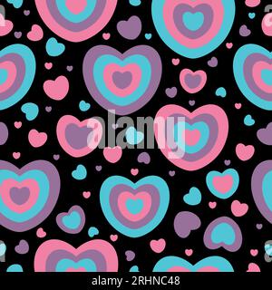 Heart doodles seamless pattern. Pink, blue and lilac hearts. Hand drawn hearts texture. Stock Vector