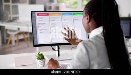 Scrum Agenda Digital Calendar Schedule On Office Computer Stock Photo