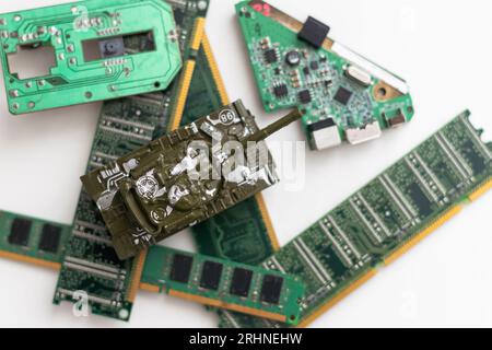 Concept: a new war is going on in the field of computer technology. Stock Photo