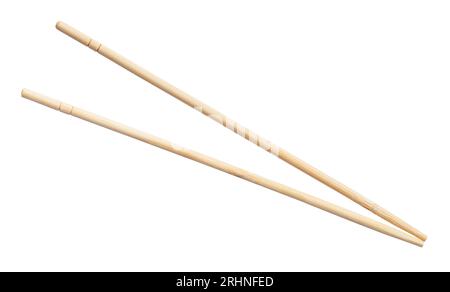 disposable natural bamboo chopsticks cutout on white background Stock Photo