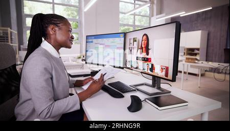 Virtual Job Interview Webcast Using Online Video Conference Stock Photo