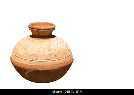 Hand made clay pot for water storage Stock Photo