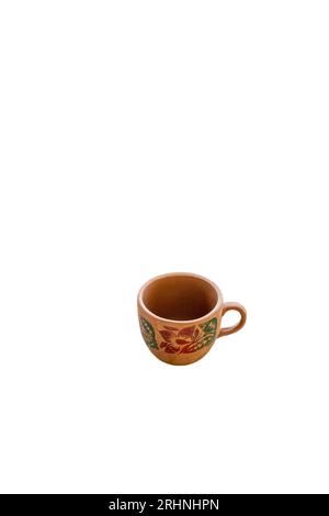 Clay cup kitchenware isolated on a white background with copy space Stock Photo