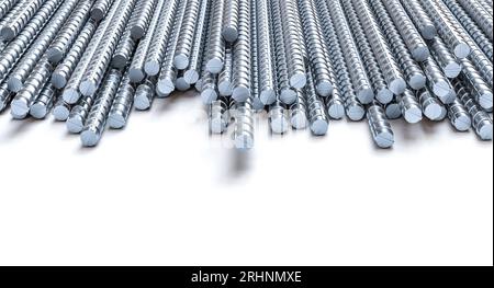metal rod group background on white. 3d render Stock Photo