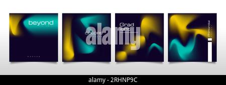Set of Abstract Gradient Cover or Poster Design. Blurred Fluid Background Stock Vector