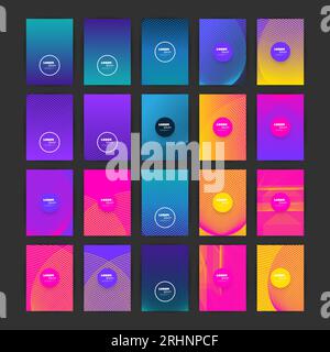 Mega Set of 20 Flyer, Card or Banner Designs with Abstract Blue, Purple and Yellow Colored Minimalist Geometric Pattern Backgrounds, Multi Purpose Tem Stock Vector