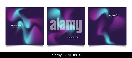 Set of Abstract Gradient Cover or Poster Design. Blurred Fluid Background Stock Vector