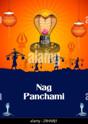 Nag snake with Shiv Linga for traditional Indian Hindu festival