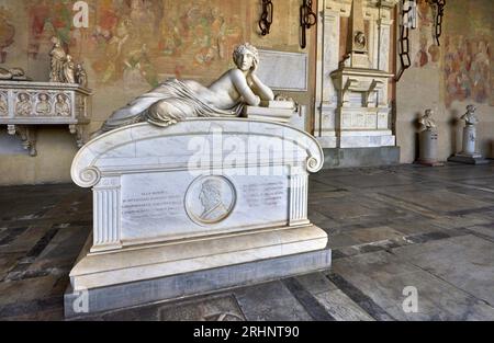 Visiting the Memorial Cemetery at Duomo Square in Pisa Stock Photo