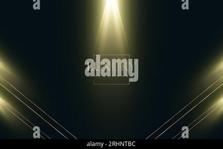 Abstract Luxury Black and Gold Background with Gold Lines and Golden Light Rays Effect Stock Vector