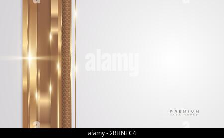 Luxury White and Gold Background with Golden Lines and Paper Cut Style. Premium Gray and Gold Background for Award, Nomination, Ceremony Stock Vector