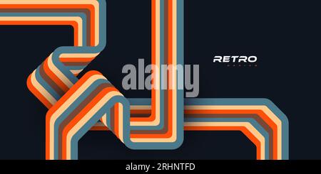 Abstract Retro Background with Colorful Lines. 1970s Background Design Stock Vector