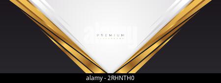 Abstract White, Black and Gold Luxury Background. Elegant Background with Paper Cut Style Stock Vector
