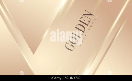 Luxury Golden Background with Glitter and Light Effect. Elegant Cream Background with Paper Cut Style Stock Vector