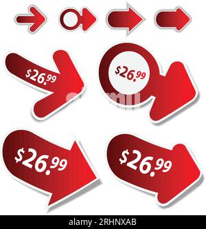 Set of 3D Price Tag Arrows Clip-Art Stock Vector