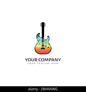 Vector guitar colourful logo design Stock Vector