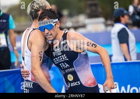 03 Leo Bergere (FRA) 07 Dorian Coninx (FRA) during the 2023 World Triathlon Olympic & Paralympic Games Test Event, on August from 17 to 20, 2023 in Paris, France Stock Photo