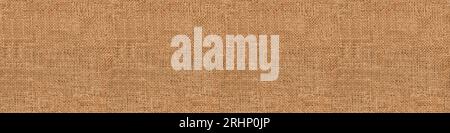 Seamless long banner, Brown sackcloth linen texture background and empty space. High resolution. Full depth of field. Stock Photo