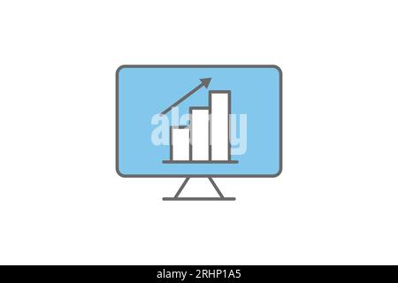 Search Engine Optimization Monitoring icon. Icon related to Search Engine Optimization. suitable for web site design, app, user interfaces. flat line Stock Vector
