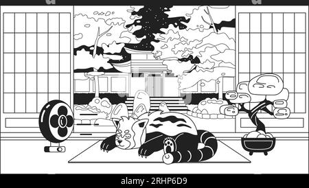 Sleeping Bear Cute Chill Lo Fi Wallpaper Stock Vector Image Art Alamy