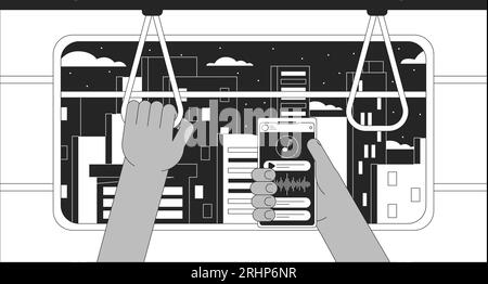 Subway music black and white lo fi aesthetic wallpaper Stock Vector