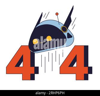 Robot head error 404 flash message Stock Vector