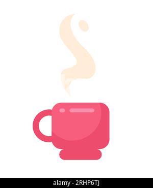 Fragrant steaming drink in coffee cup semi flat colour vector object Stock Vector