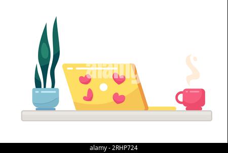 Cozy workplace semi flat colour vector object Stock Vector