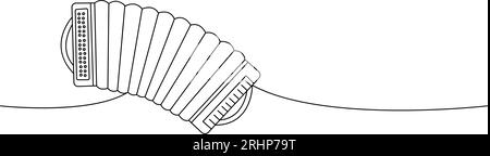 Accordion one line continuous drawing. Musical instruments continuous one line illustration. Vector minimalist linear illustration. Stock Vector