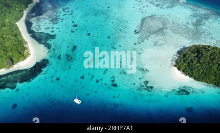 Aerial views of different islands in the Kingdom of Tonga Stock Photo