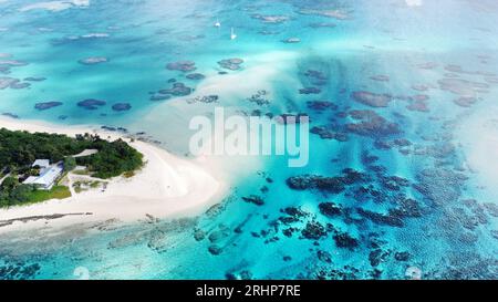 Aerial views of different islands in the Kingdom of Tonga Stock Photo